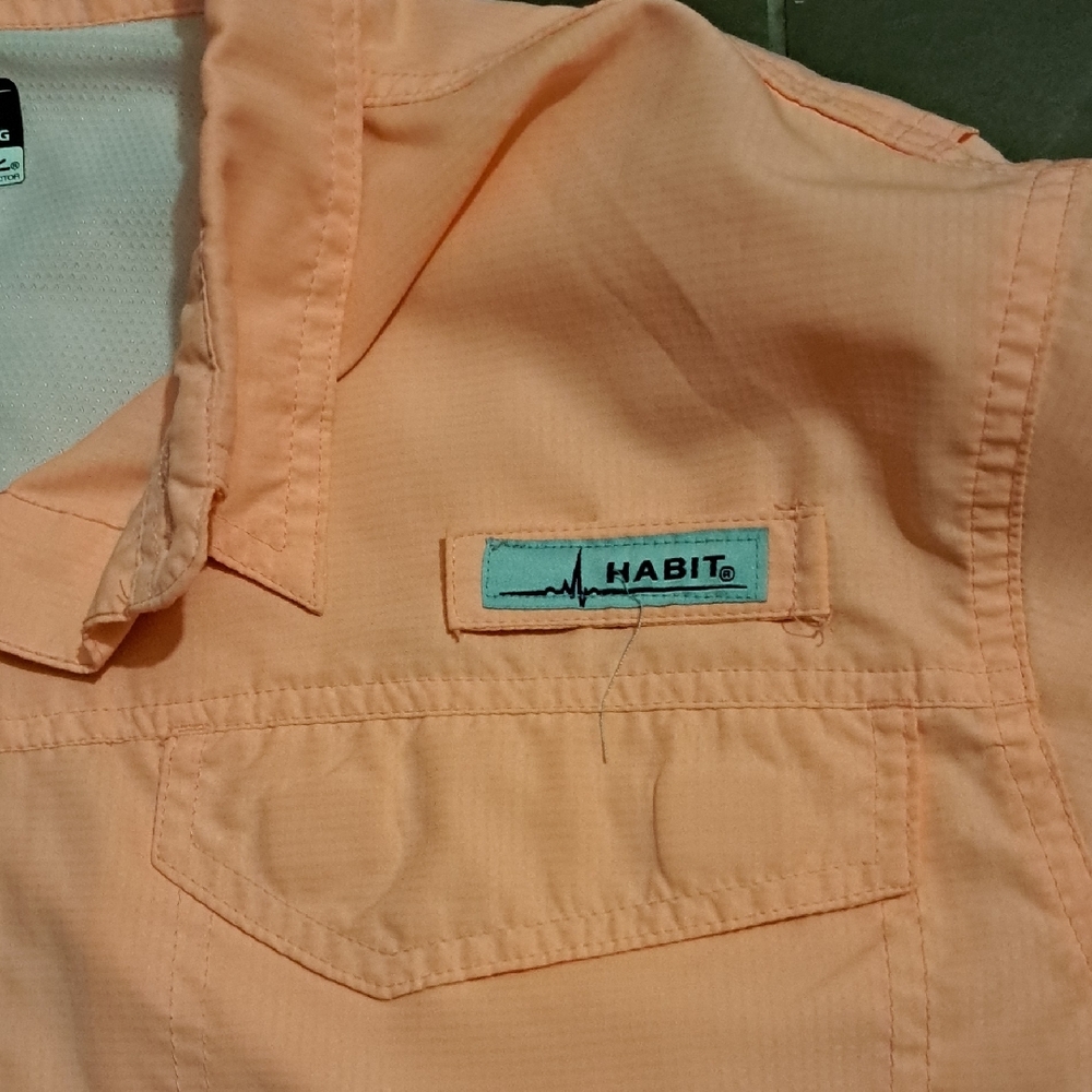 Habit Set Of 2 ..Men's Green and Peach Casual Button Down Shirts - Picture 5 of 9